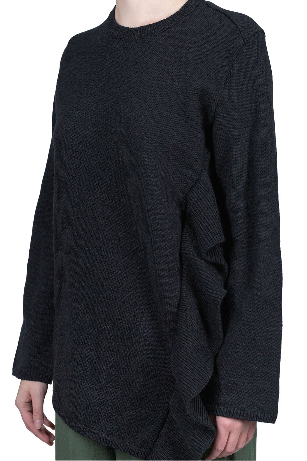 Comme Des Garcons Comme Des Garcons Ruffle Sided Crewneck Sweater - Black